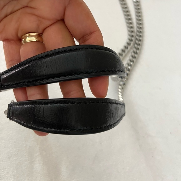 Tory Burch Kira Black Glazed Leather Shoulder Bag Quilted Chain Strap - Picture 7 of 17